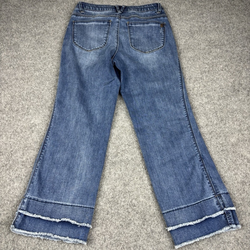 Democracy Absolution Jeans Womens 8 Wide Leg Raw Hem Stretch Denim Blue Casual - Picture 7 of 14